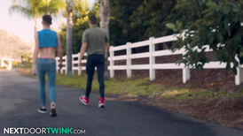 Gay twink in skinny jeans gets screwed from behind