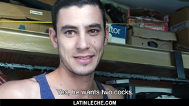 Submissive Latino amateur wants two dicks at once